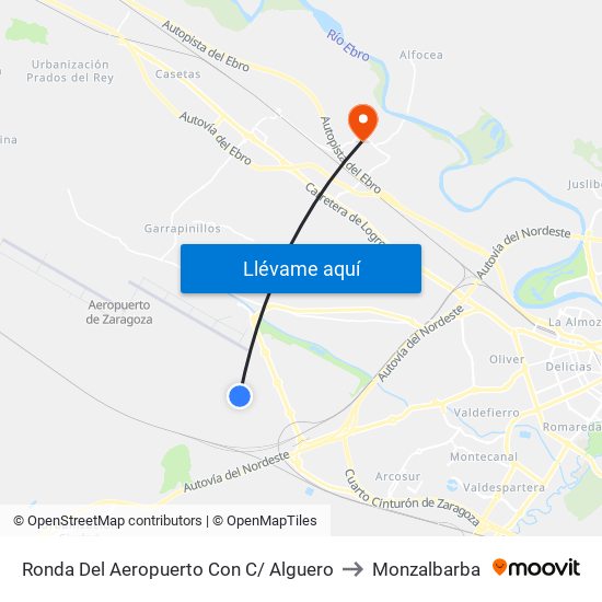 Ronda Del Aeropuerto Con C/ Alguero to Monzalbarba map