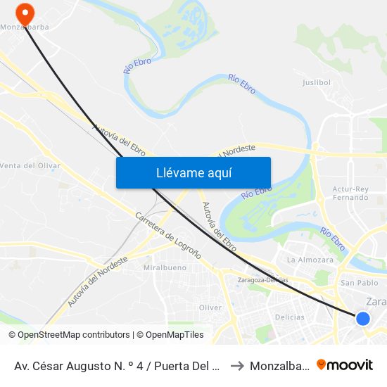 Av. César Augusto N. º 4 / Puerta Del Carmen to Monzalbarba map
