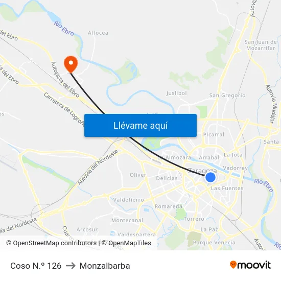 Coso N.º 126 to Monzalbarba map