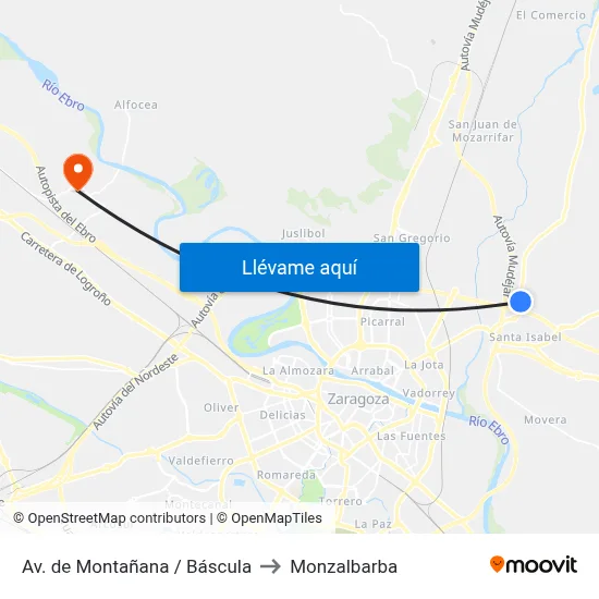 Av. de Montañana / Báscula to Monzalbarba map