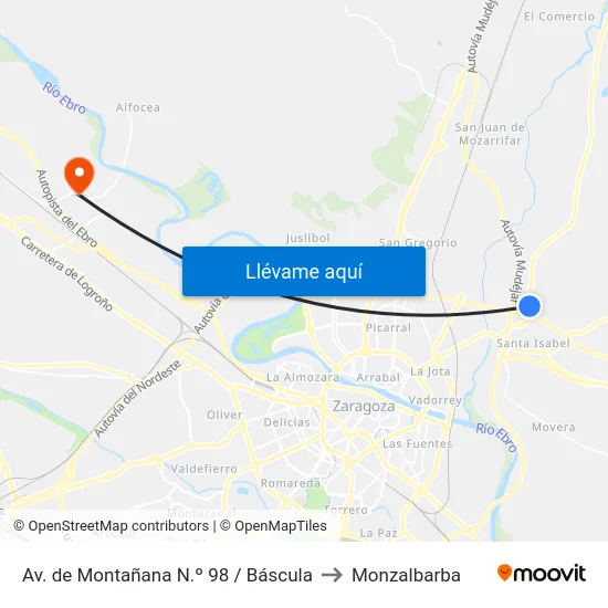 Av. de Montañana N.º 98 / Báscula to Monzalbarba map