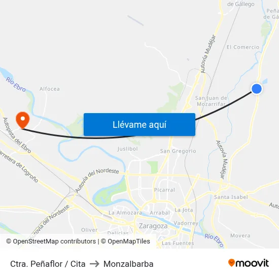 Ctra. Peñaflor / Cita to Monzalbarba map