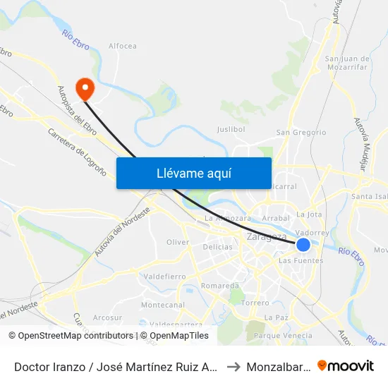 Doctor Iranzo / José Martínez Ruiz Azorín to Monzalbarba map