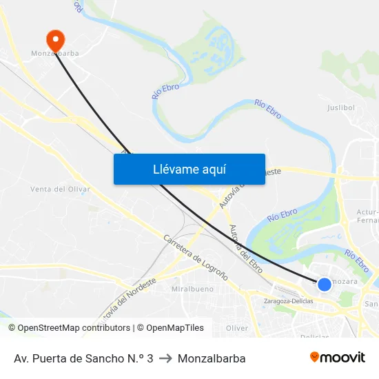 Av. Puerta de Sancho N.º 3 to Monzalbarba map