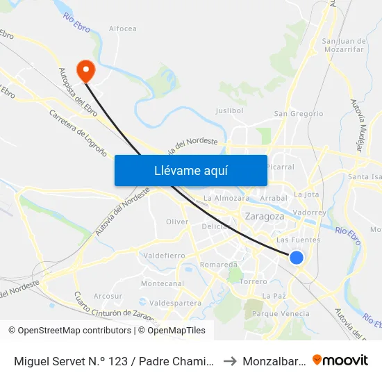 Miguel Servet N.º 123 / Padre Chaminade to Monzalbarba map