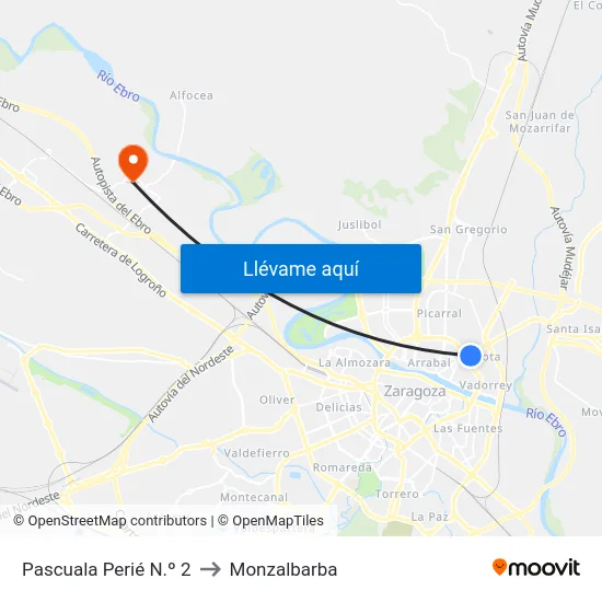 Pascuala Perié N.º 2 to Monzalbarba map