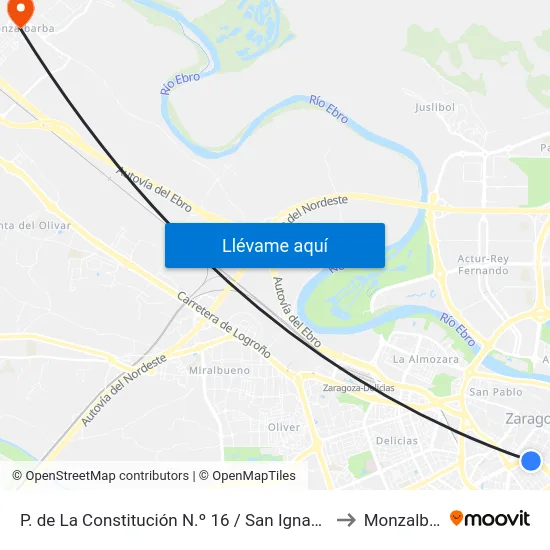 P. de La Constitución N.º 16 / San Ignacio de Loyola to Monzalbarba map