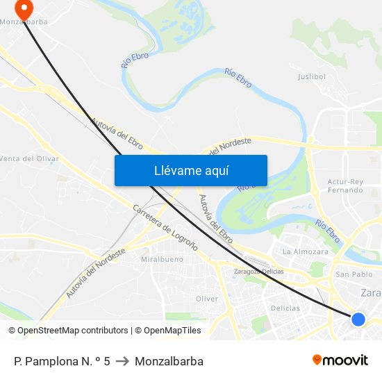 P. Pamplona N. º 5 to Monzalbarba map