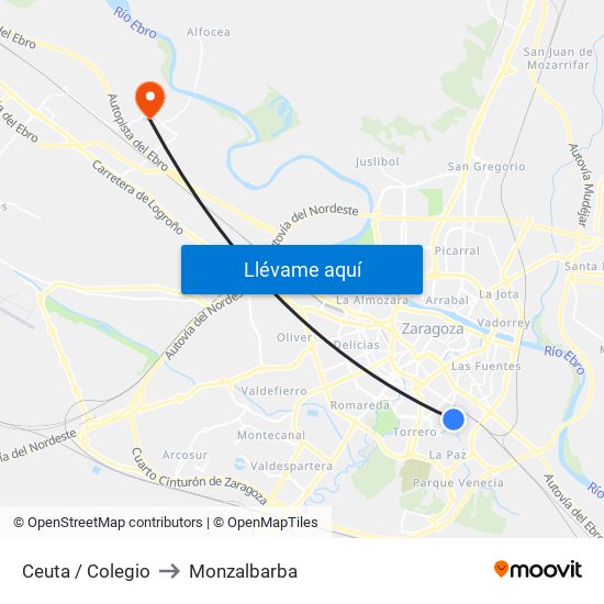 Ceuta / Colegio to Monzalbarba map