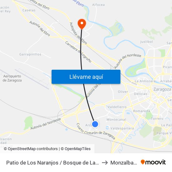 Patio de Los Naranjos / Bosque de La Trapa to Monzalbarba map