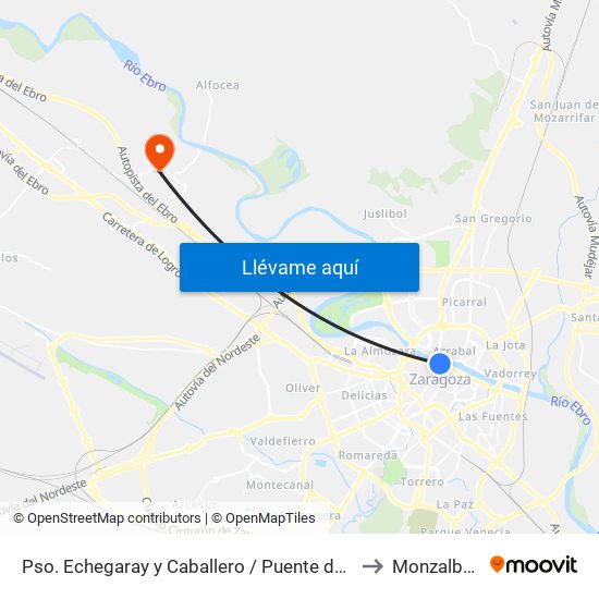 Pso. Echegaray y Caballero / Puente de Santiago to Monzalbarba map