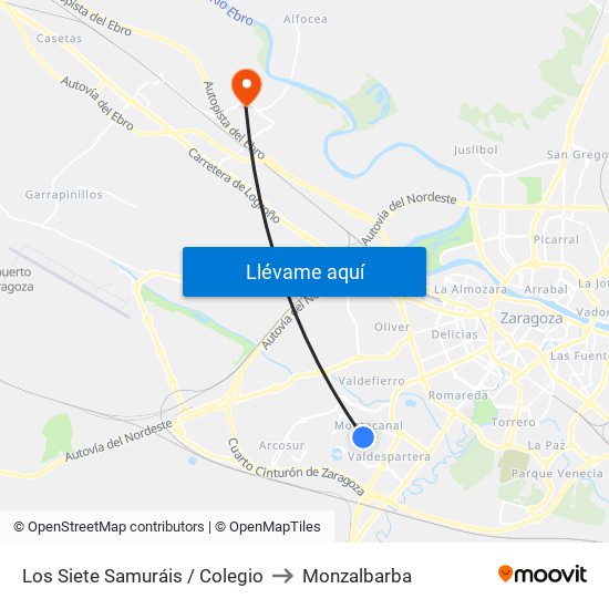 Los Siete Samuráis / Colegio to Monzalbarba map