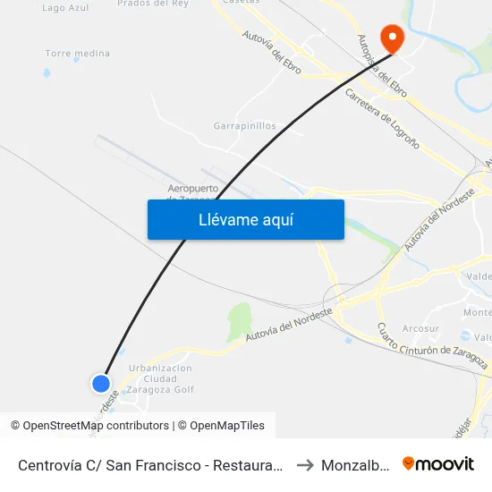 Centrovía C/ San Francisco - Restaurante Martín to Monzalbarba map