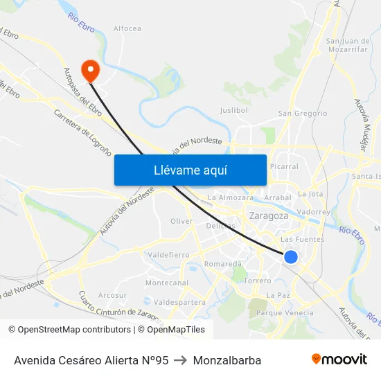 Avenida Cesáreo Alierta Nº95 to Monzalbarba map