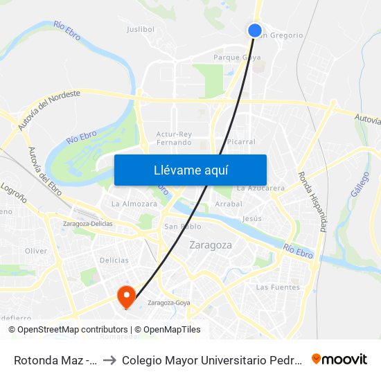 Rotonda Maz - (Ida) to Colegio Mayor Universitario Pedro Cerbuna map