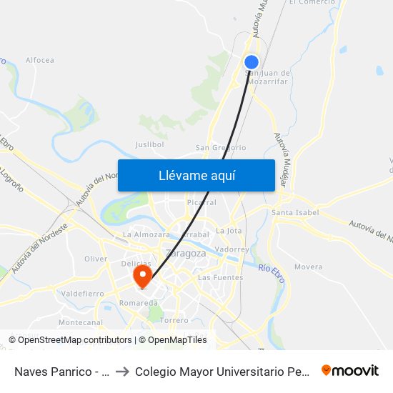 Naves Panrico - Bimbo to Colegio Mayor Universitario Pedro Cerbuna map