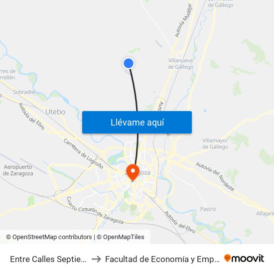 Entre Calles Septiembre y Octubre to Facultad de Economía y Empresa, Campus Paraíso map