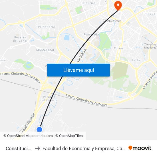 Constitución, 17 to Facultad de Economía y Empresa, Campus Paraíso map