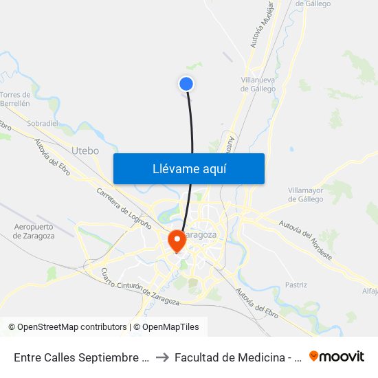 Entre Calles Septiembre y Octubre to Facultad de Medicina - Edificio A map