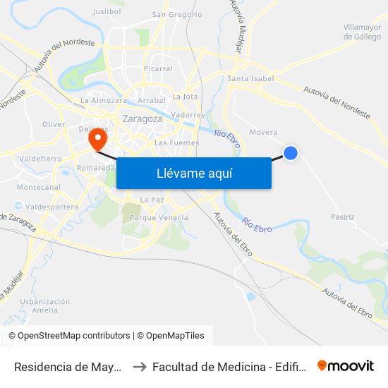 Residencia de Mayores to Facultad de Medicina - Edificio A map