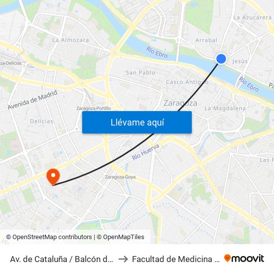 Av. de Cataluña / Balcón de San Lázaro to Facultad de Medicina - Edificio A map