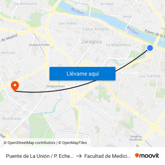 Puente de La Unión / P. Echegaray y Caballero to Facultad de Medicina - Edificio A map