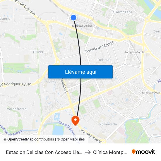 Estacion Delicias Con Acceso Llegadas to Clínica Montpellier map