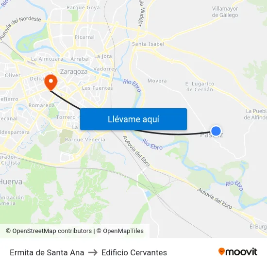 Ermita de Santa Ana to Edificio Cervantes map