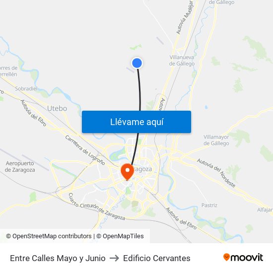 Entre Calles Mayo y Junio to Edificio Cervantes map