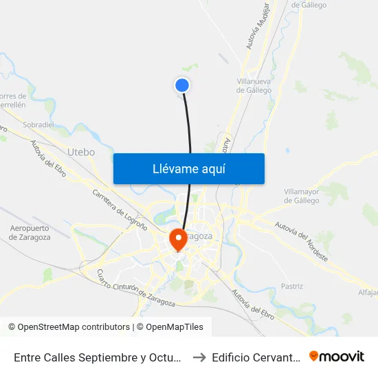 Entre Calles Septiembre y Octubre to Edificio Cervantes map