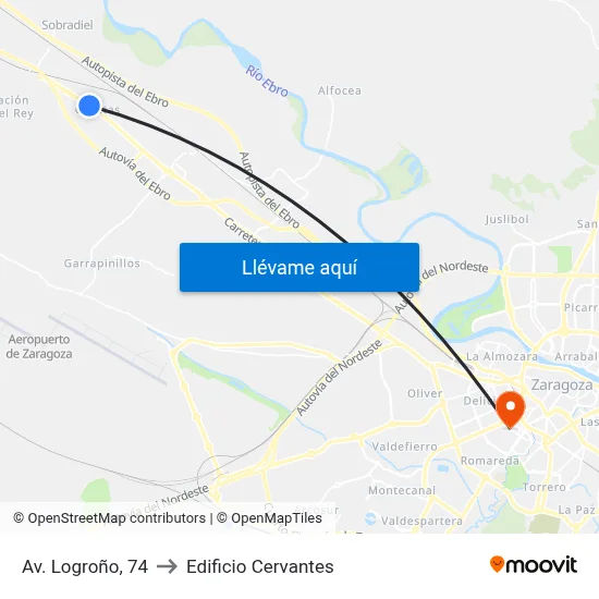 Av. Logroño, 74 to Edificio Cervantes map