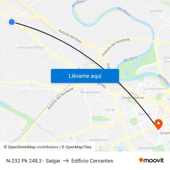 N-232 Pk 248,3 - Salgar to Edificio Cervantes map