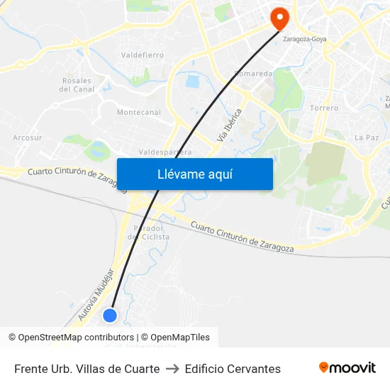 Frente Urb. Villas de Cuarte to Edificio Cervantes map