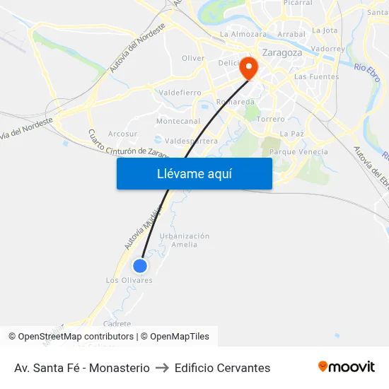 Av. Santa Fé - Monasterio to Edificio Cervantes map