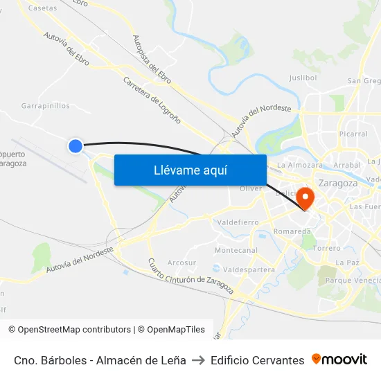 Cno. Bárboles - Almacén de Leña to Edificio Cervantes map