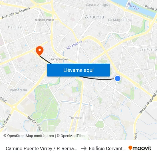 Camino Puente Virrey / P. Remacha to Edificio Cervantes map