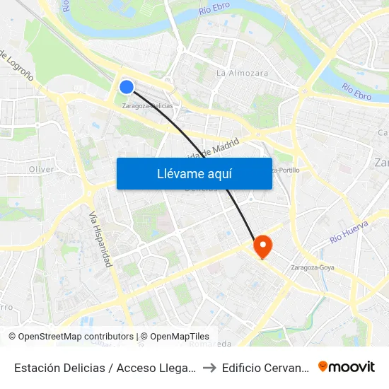 Estación Delicias / Acceso Llegadas to Edificio Cervantes map