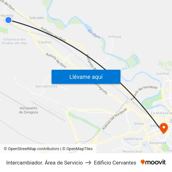 Intercambiador. Área de Servicio to Edificio Cervantes map