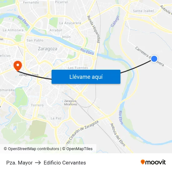 Pza. Mayor to Edificio Cervantes map