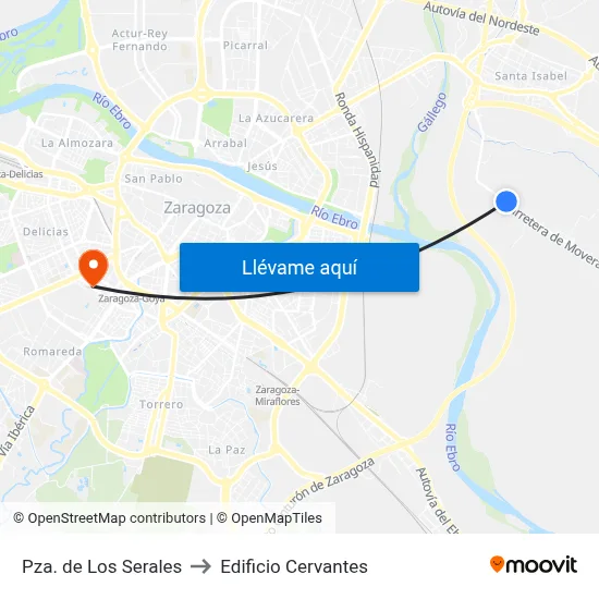 Pza. de Los Serales to Edificio Cervantes map