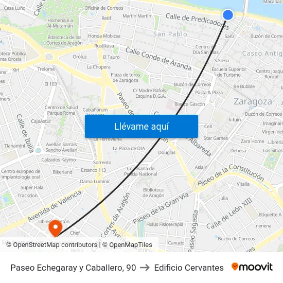 Paseo Echegaray y Caballero, 90 to Edificio Cervantes map