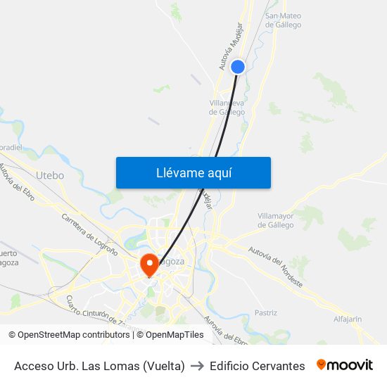 Acceso Urb. Las Lomas (Vuelta) to Edificio Cervantes map