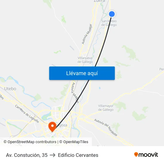 Av. Constución, 35 to Edificio Cervantes map