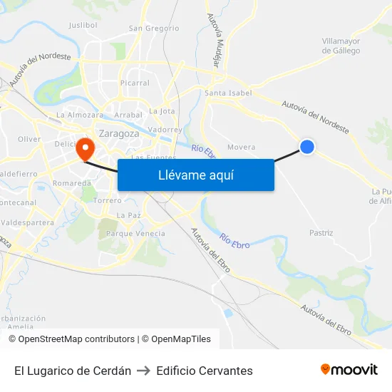 El Lugarico de Cerdán to Edificio Cervantes map