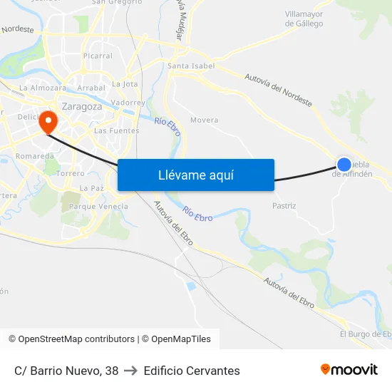 C/ Barrio Nuevo, 38 to Edificio Cervantes map