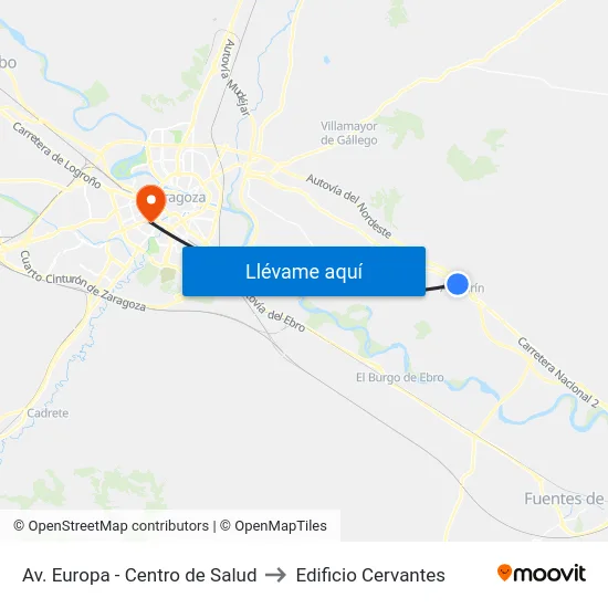 Av. Europa - Centro de Salud to Edificio Cervantes map