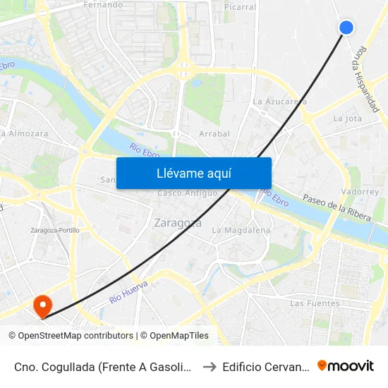 Cno. Cogullada (Frente A Gasolinera) to Edificio Cervantes map