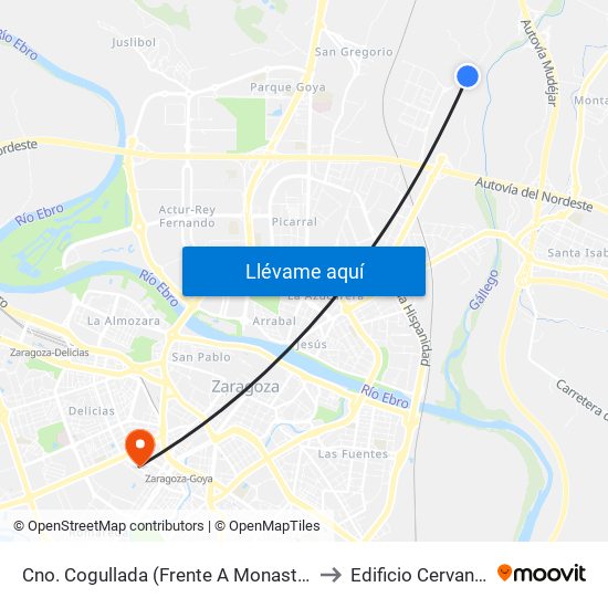 Cno. Cogullada (Frente A Monasterio) to Edificio Cervantes map