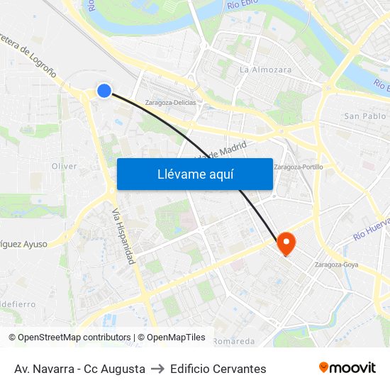Av. Navarra - Cc Augusta to Edificio Cervantes map