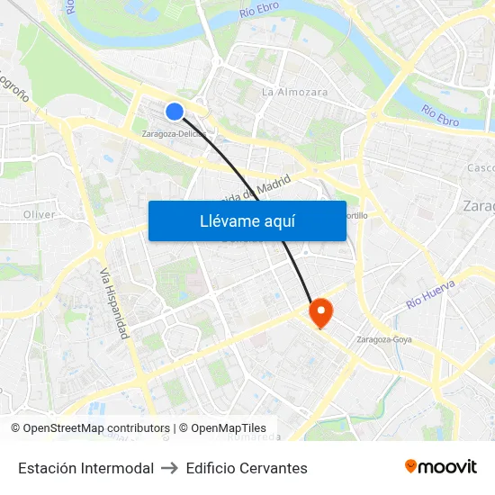 Estación Intermodal to Edificio Cervantes map
